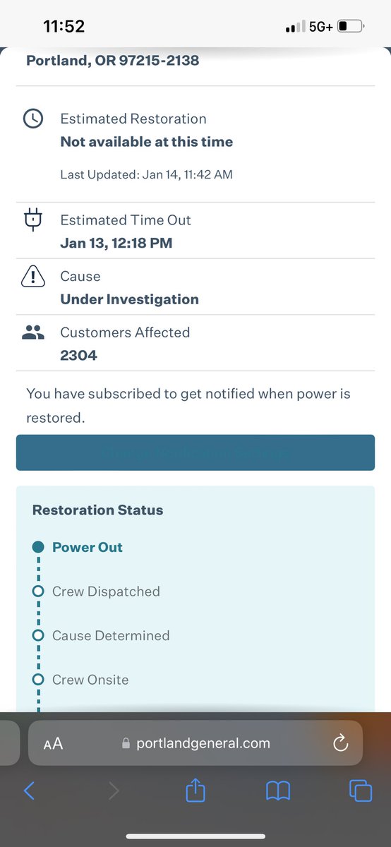 ColinRJones's tweet photo. @portlandgeneral 2300 people impacted by the outage that’s had our home down since yesterday. Why would their not be an indication of what the issue is yet for that may people? https://t.co/QktNUKWHfv