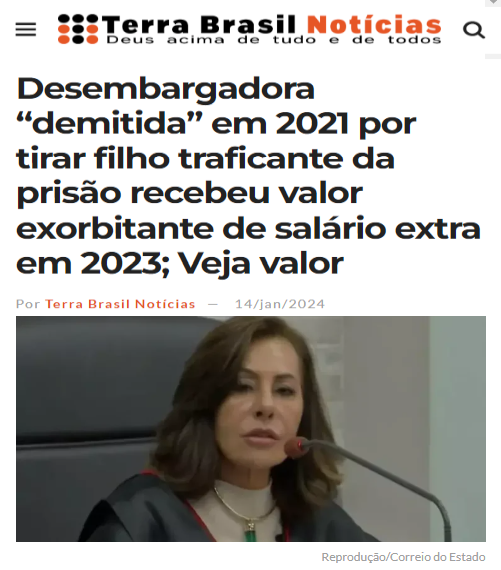 BrazilenDireita's tweet photo. Esse é o país é esse ?
Que apóia a #BANDIDAGEM e premia a #IMPUNIDADE?
'#Desembargadora "#demitida" em 2021 por tirar #filho #traficante da #prisão recebeu valor exorbitante"
"Além do salário mensal, ao longo de 2023 ela recebeu R$ 410 mil de Adicional por Tempo de Serviço." https://t.co/pnPk1T5mqM