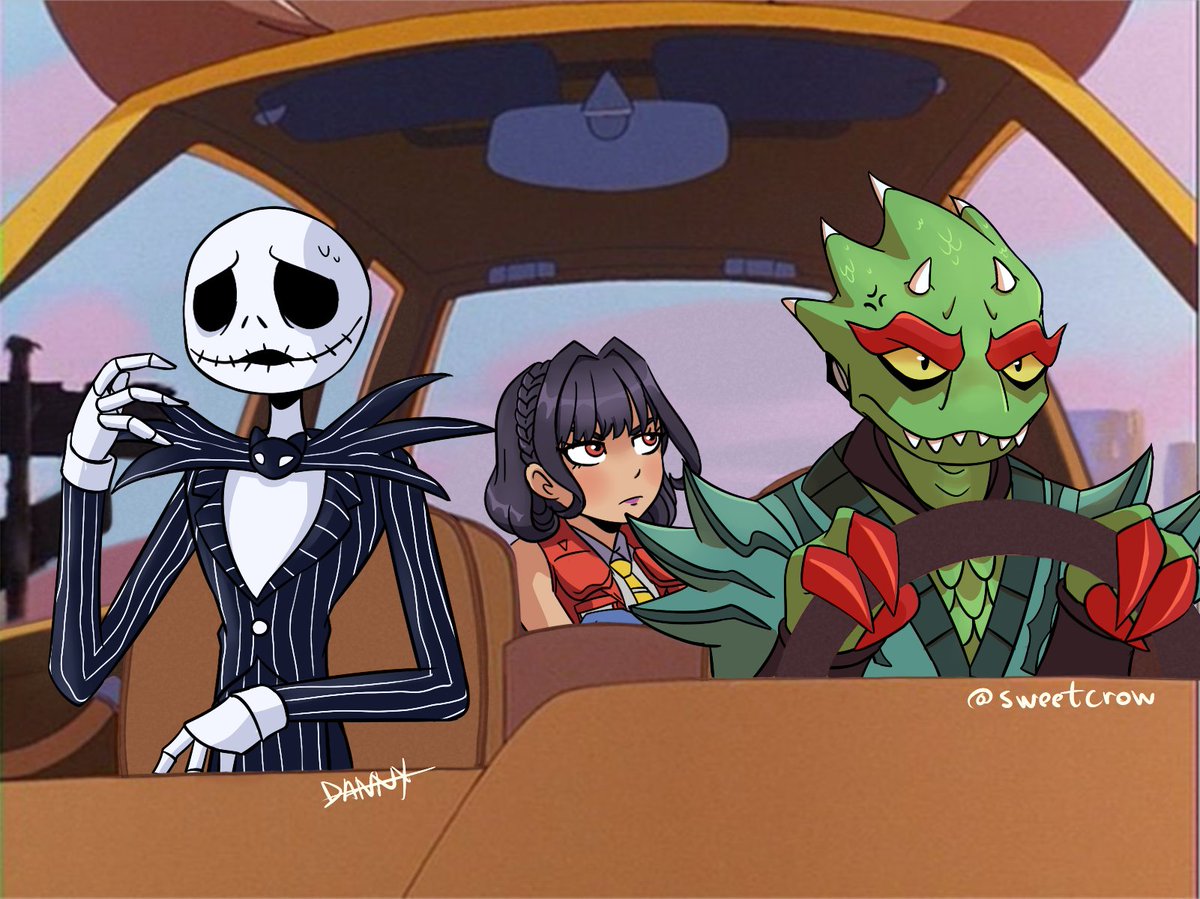 SweetCrowChaos's tweet photo. No saben lo mucho que quiero a estos muchachos. Los quiero, chicos *snif* 🖤❤️💚

#myart #jackskellington #starscream #mesogog #thenightmarebeforechristmas #transformers #powerrangers https://t.co/qRAKQjgV4G