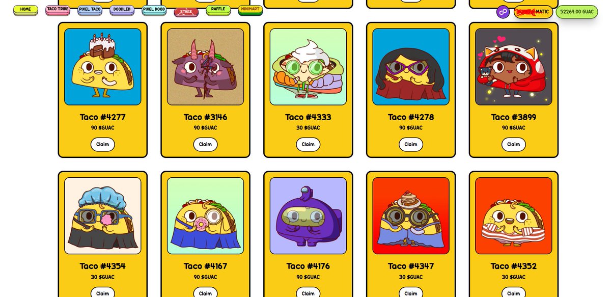 Staking images be loading now, i was paying for vercel pro on the wrong account...🤣😂

GO CHECK IT
dapps.tacotribe.shop/stake
