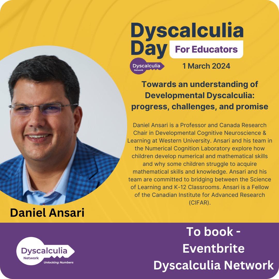 DyscalculiaNet1's tweet photo. We are so lucky to have the AMAZING Pref. Daniel Ansari at Dyscalculia Day 2024 Educator Conference!

#dyscalculiaawareness #dyscalculia https://t.co/wxuLwEaCBe