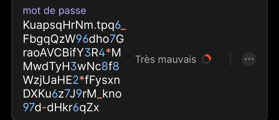 dsjulien's tweet photo. @1Password pourquoi un mot de passe de 100 caractères comme celui-ci est considéré comme "très mauvais" ? https://t.co/xIMWo9bZEr