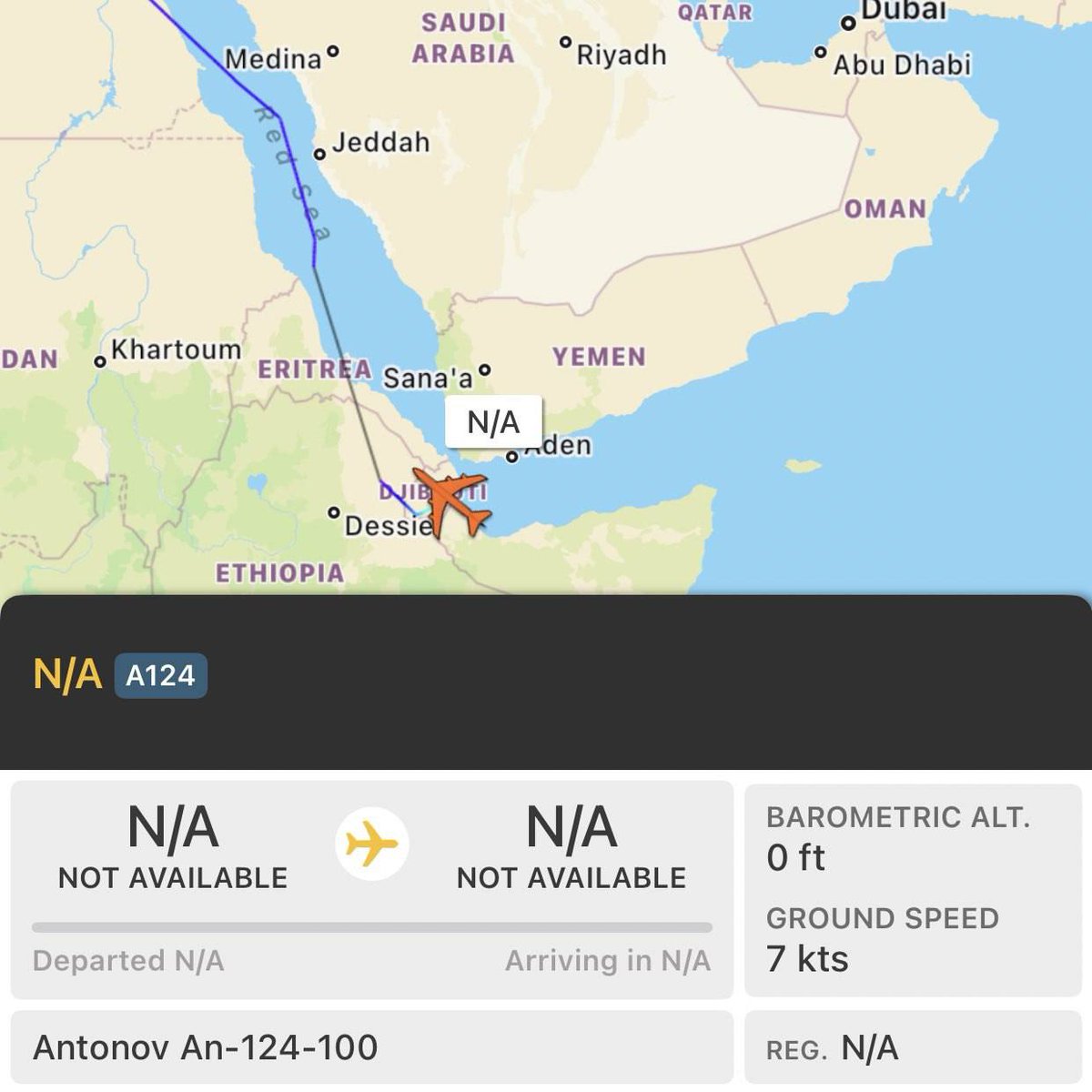 Un aereo da trasporto ucraino An-124 trasporta rifornimenti dalla base aerea cipriota di Akrotiri alla base americana a Gibuti, mentre una parte degli aiuti della NATO destinati all'Ucraina era destinata al rafforzamento delle forze a Gibuti.