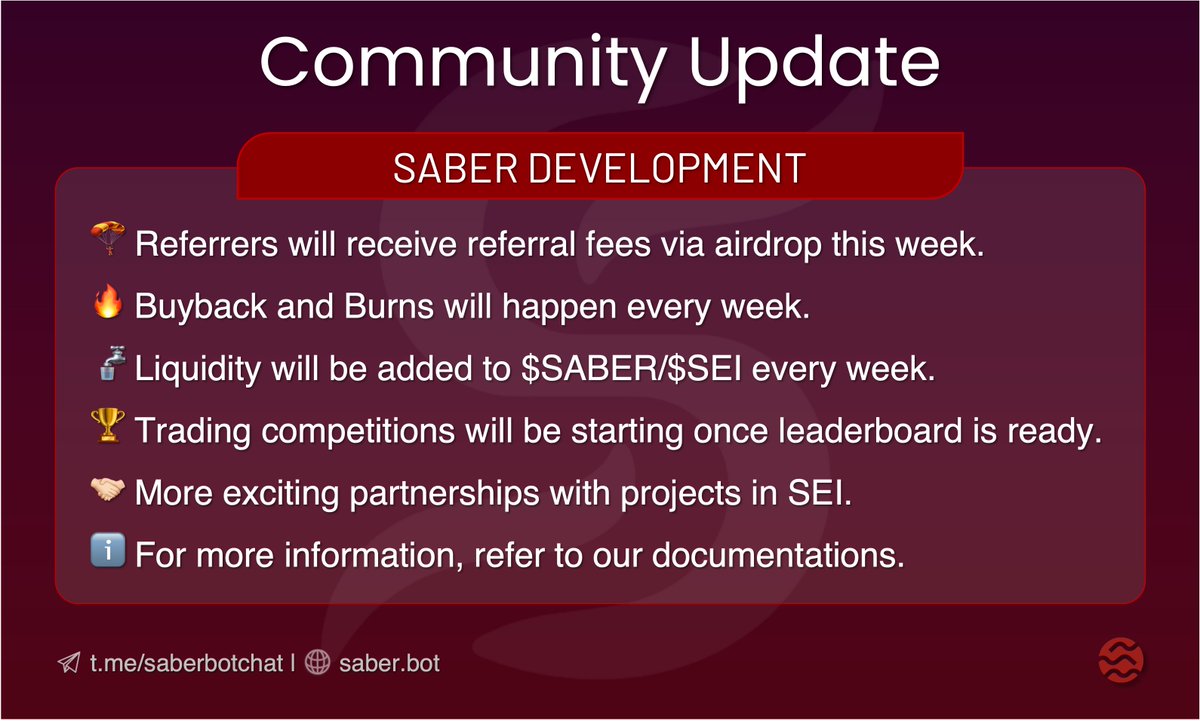 We are still building tirelessly in the background for upcoming #SEISUMMER. Here's some quick community updates!

$SABER #SLAYWITHSABER #SEI