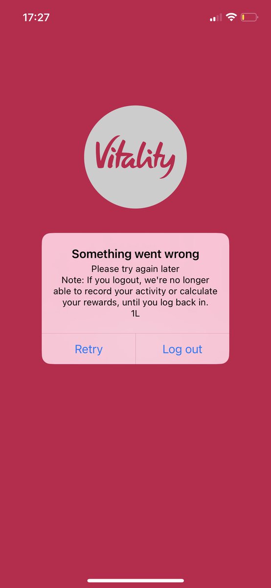 robyn_ostrom's tweet photo. @Vitality_UK this has been happening all day, tried deleting and reinstalling the app but no luck 🙄 any help or advice? https://t.co/TY5cKW9o9S
