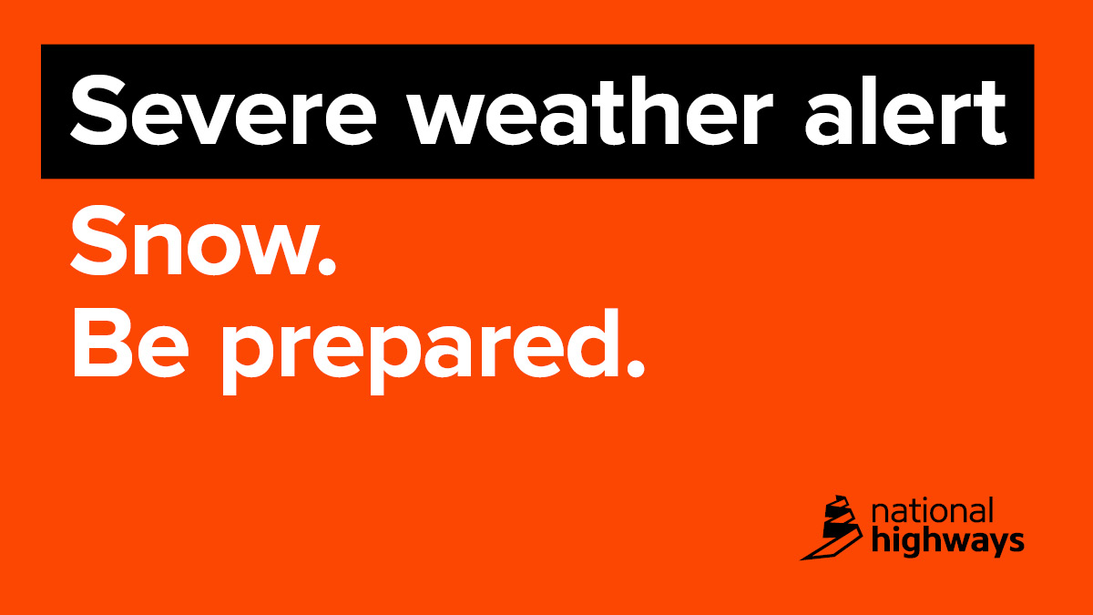 SNOW North West. Road users in the North West of England are being advised to check the weather forecast and road conditions before travelling between 0300 &amp; midnight on Tuesday the 16th January as widespread snow is forecast. 

Please see enclosed link.  nationalhighways.co.uk/travel-updates…