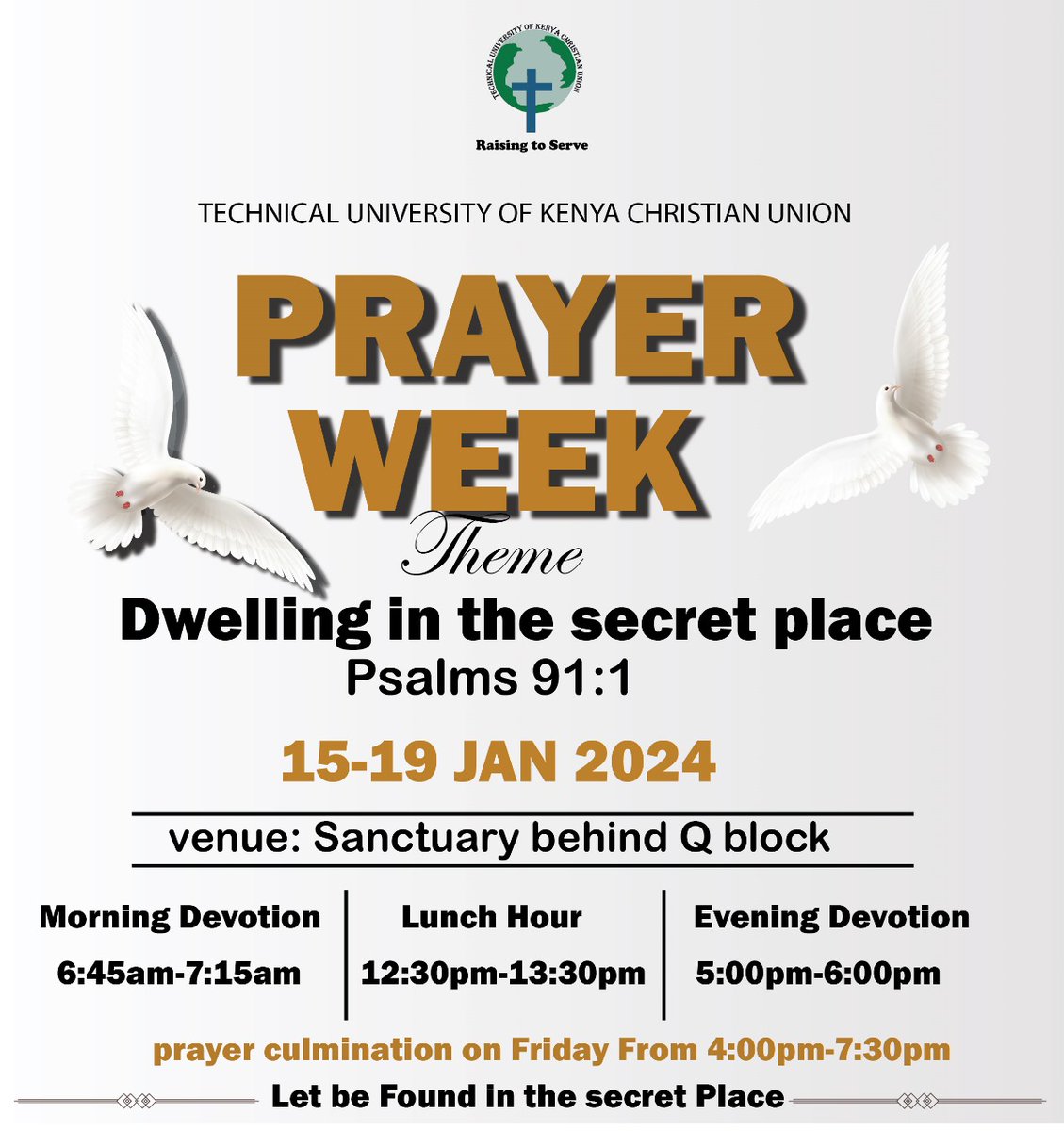 TUK_CU's tweet photo. Psalms 91:1 Whoever dwells in the shelter of the Most High will rest in the shadow of the Almighty
#TUKCU
#DwellingInTheSecretPlace
#Psalms91v1 https://t.co/0snKeU4IwL
