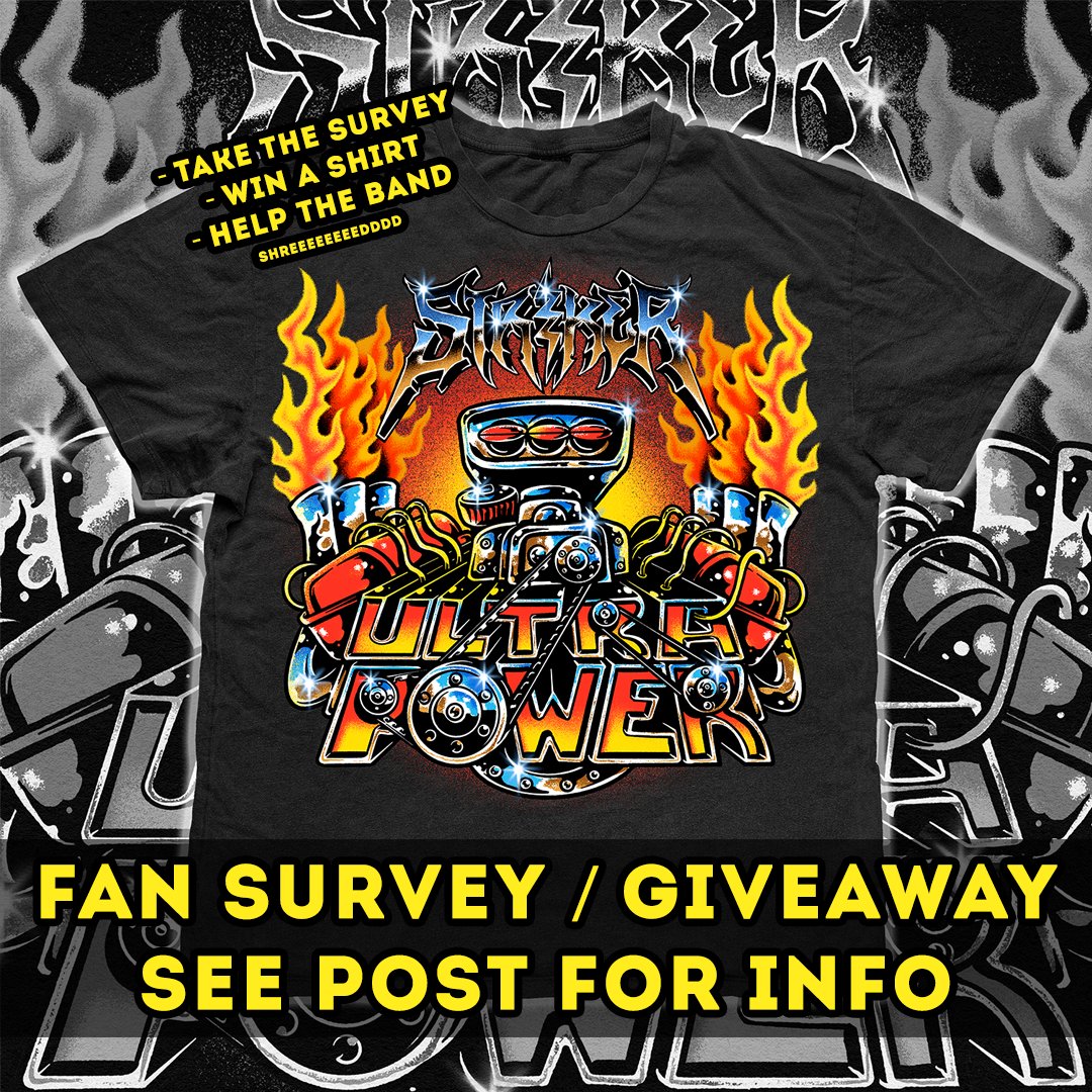 If you've got the time and want to help the band, fill out this quick survey and you will be entered to win 1 of 3 ULTRAPOWER T-Shirts! The giveaway will be live from Jan 14-Jan 21 and winners will be announced on Monday, Jan 22! Survey ---> forms.gle/w4QZsVxC5ZBHj4…