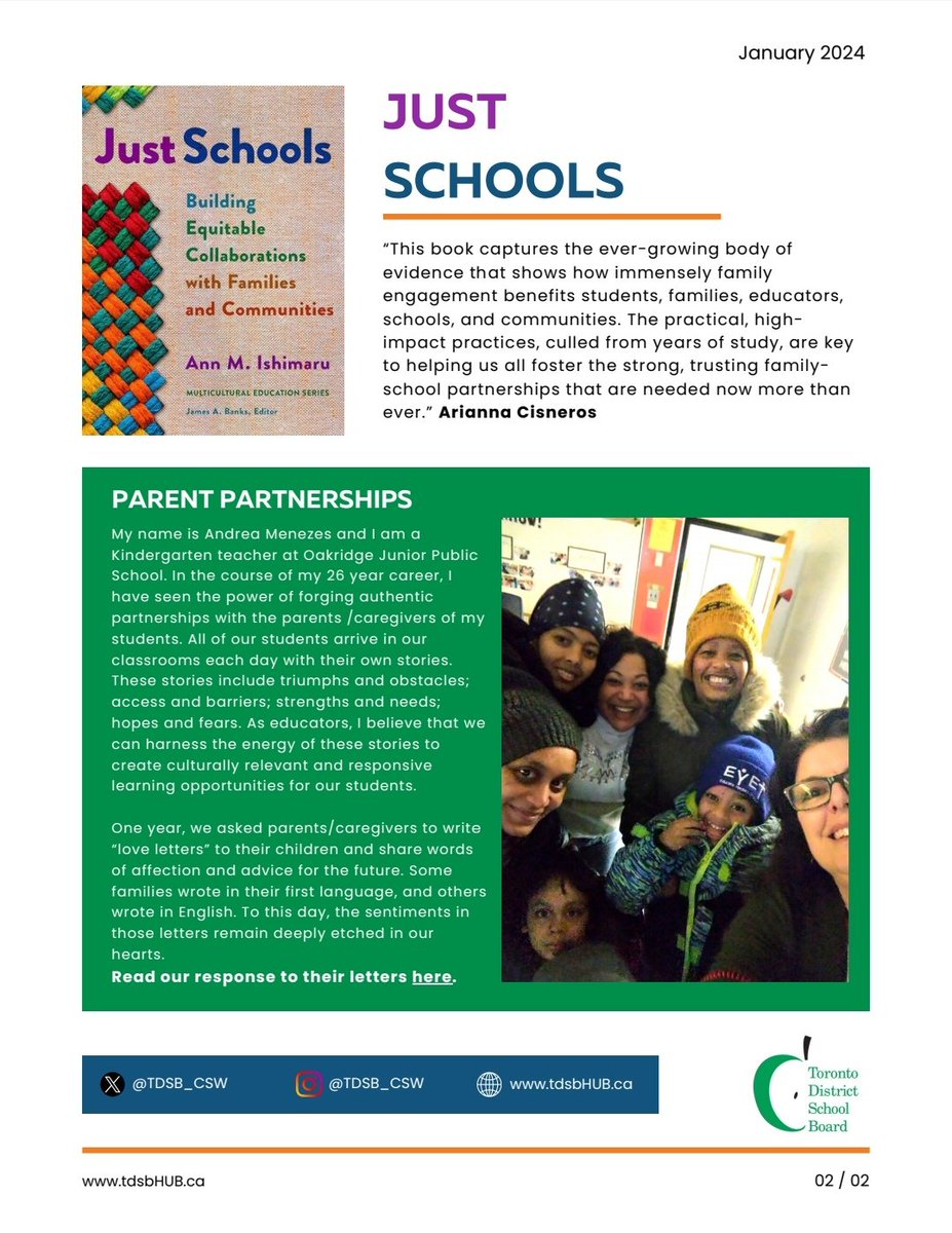 Check out the January 2024 Edition of the Community Support Worker Newsletter! 

Remember to visit tdsbHUB.ca for the latest parent and caregiver workshops/webinars/offerings across the TDSB.

Access the newsletter here - drive.google.com/file/d/1nP7tna…

Happy New Year!