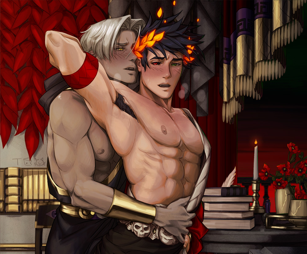 Y'all please thank <a href="/deepblueopal/">opal🤍</a> for giving me a fun prompt for the <a href="/HadesLounge/">The Lounge</a> gift exchange and for being so cool about sharing it! (pspsps there's more to this picture on the Lounge server and my bsky page)

#LoungeGiftExchange #Thanzag #HadesGame