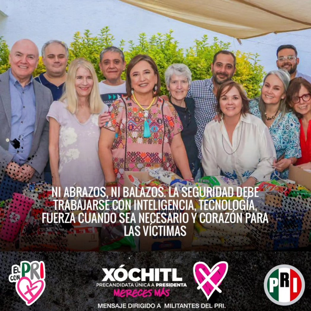 #MéxicoVaConX porque queremos un gobierno que combata a la delincuencia con estrategia y que esté del lado de las víctimas. ¡Con nuestra Precandidata a la Presidencia de la República, <a href="/XochitlGalvez/">Xóchitl Gálvez Ruiz</a>, será posible!

<a href="/XochitlGalvez/">Xóchitl Gálvez Ruiz</a> <a href="/alitomorenoc/">Alejandro Moreno</a> <a href="/caroviggiano/">Carolina Viggiano</a> <a href="/PRI_Nacional/">PRI</a>