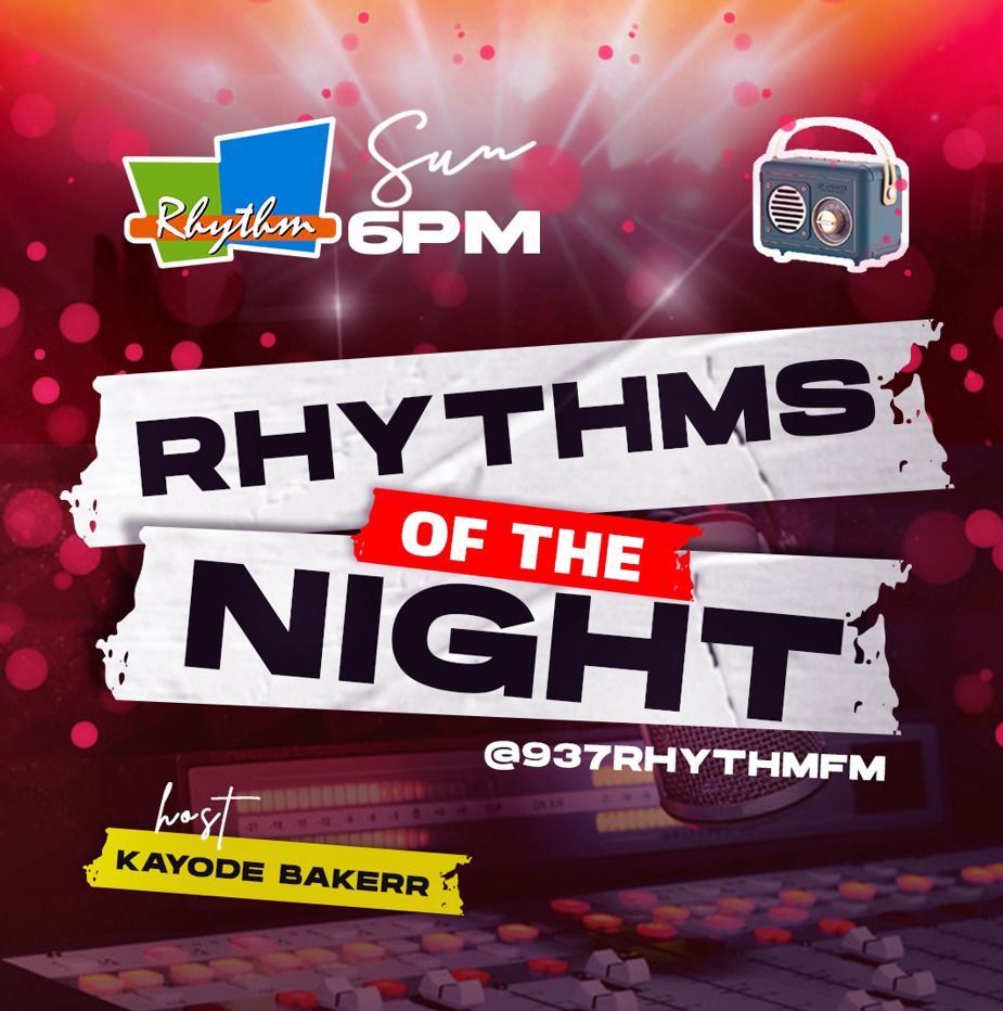 Back by popular demand! @KayodeBakerr as he brings back soul on the radio with the electrifying Rhythms of the Night on Rhythm93.7fm! Tune in every Sunday night from 6pm-8pm for an unforgettable musical journey #RhythmsOfTheNight #TunelnNow #SundayVibes