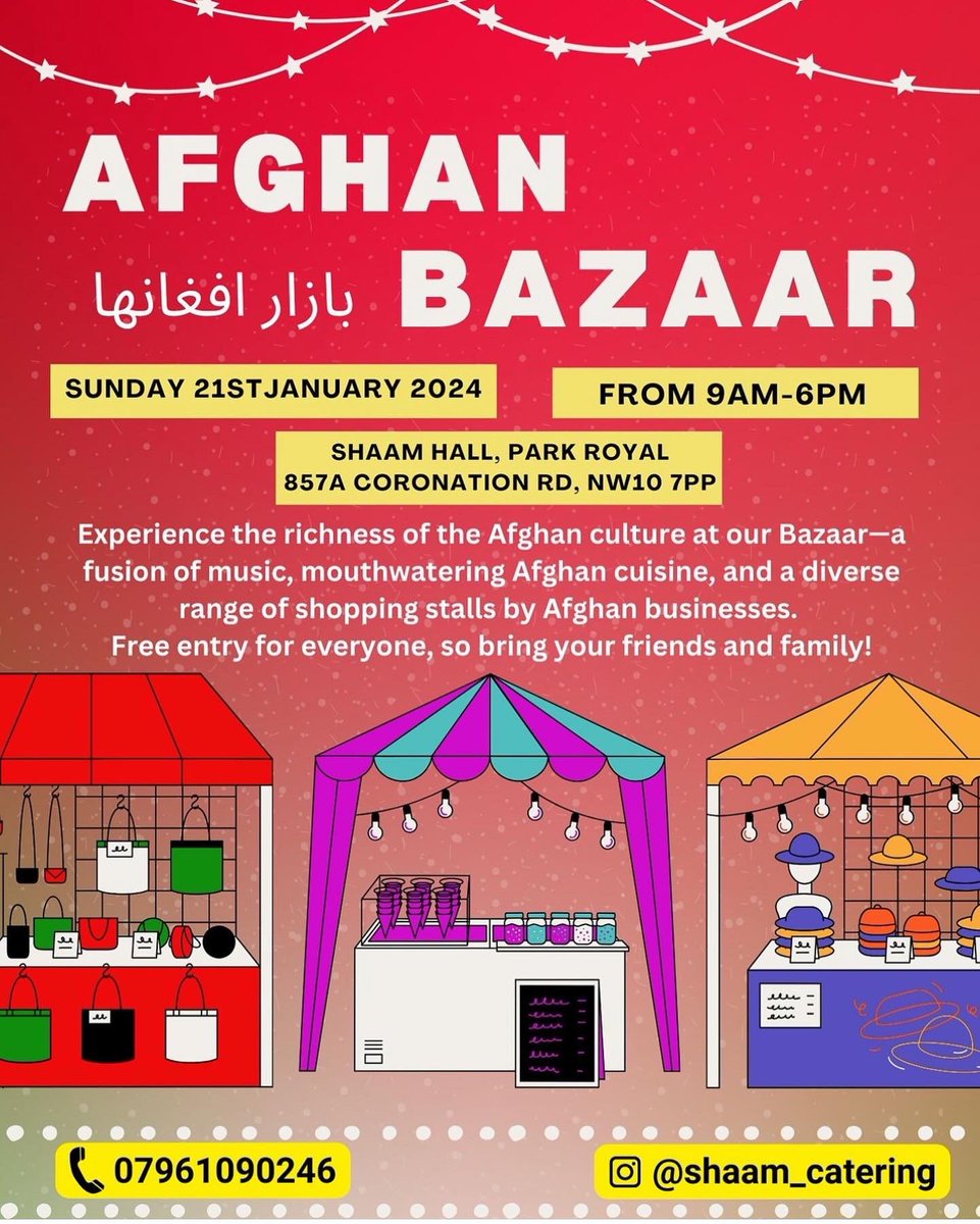 🇦🇫 - 21/01 Afghan Bazaar at NW10 7PP from 9 AM to 6 PM. FREE entry! <a href="/ariana_magazine/">Ariana Magazine</a>