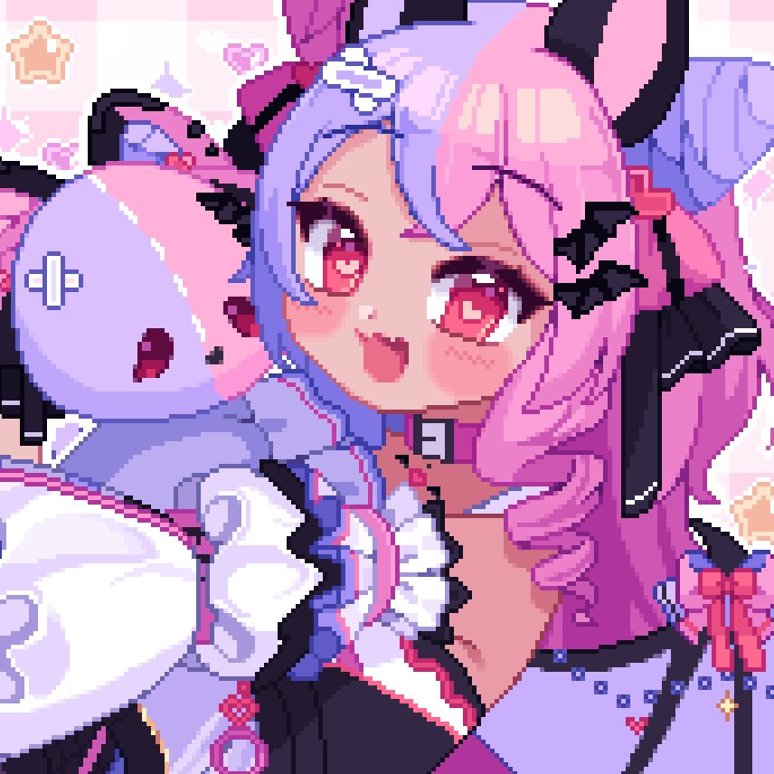 skii_ryu's tweet photo. Sketch vs Final 🦇🩷
I love how I made the eyes on this one QuQ
#pixelart #ドット絵 #vtuber https://t.co/ptUL6yID1F