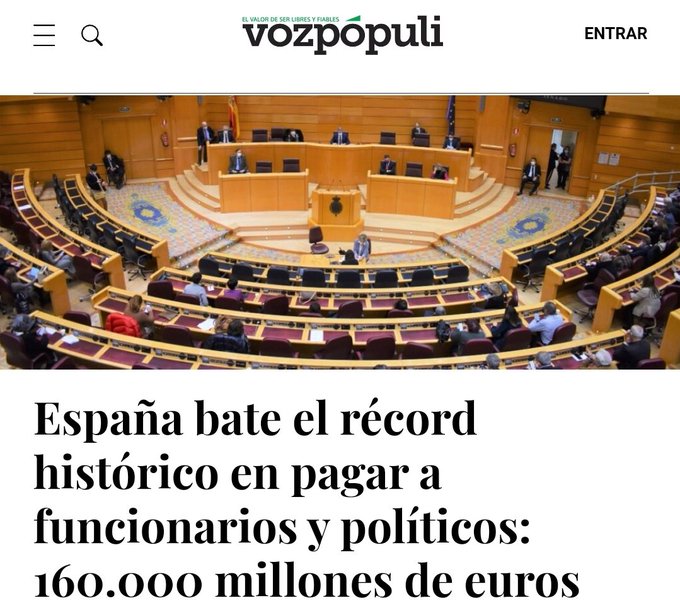 orgullonaciona1's tweet photo. El 100% de la recaudación por IRPF y del IVA van a pagar a políticos, funcionarios e intereses de la deuda pública.   

A ti te roban el 60% de tu sueldo, y en España hay récord histórico de asesores y funcionarios.  

Tu sudor les paga la vida padre mientras te insultan. https://t.co/kmM7w49X52