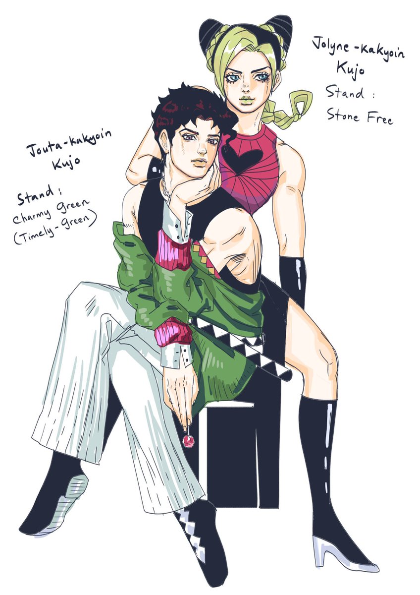 KatNguyen18's tweet photo. Siblings, the elder Jolyne and the younger Jouta (both were born from Noriaki Kakyoin)
#承花 #Jolyne #Jouta https://t.co/DxY0zCvuQ6