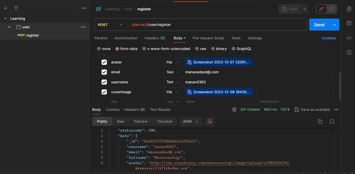 ManavRastogi17's tweet image. 🚀 Day 11of the #BackendChallenge: Leveled up my API game with Postman! 🌐✨ Explored the art of testing, debugging, and fine-tuning my backend using Postman. From requests to responses, refining the backend experience for excellence! 💻🔧 #Postman #APItesting #BackendDevelopment
