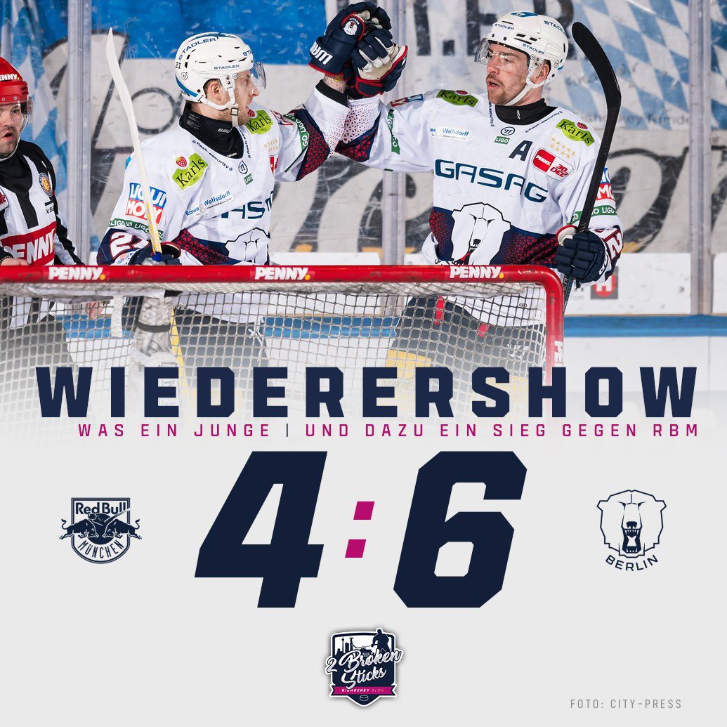 2BrokenSticks's tweet photo. Wir gewinnen gegen RBM. Es war eine Manu #Wiederer Show 🙌 Der neue Vertrag gibt wohl Selbstvertrauen #ebb #eisbärenberlin #rbm #redbullmünchen #rbmebb https://t.co/apJ9TAja59
