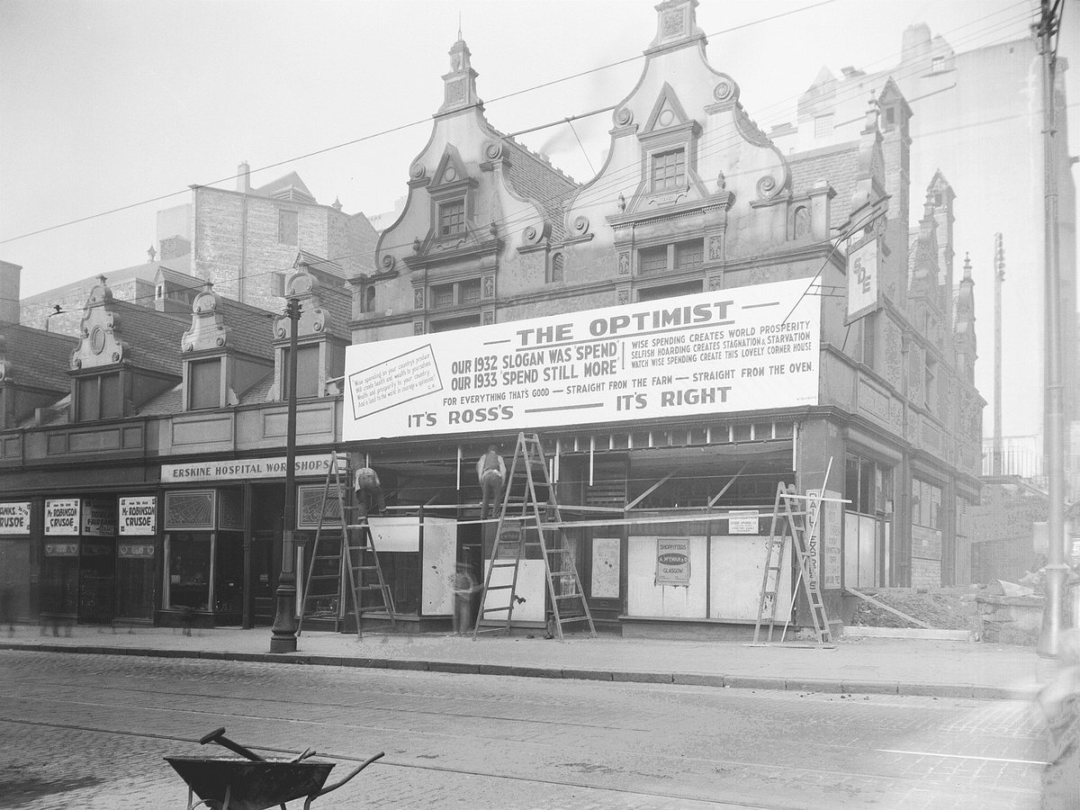 2-294 Sauchiehall St, 1933 Shop front during alterations, with Ross (advertising) Archive Ref: D-CA8/2907