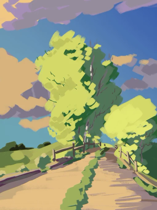 次のポスターカラーは苦手な草木を描こうかな。