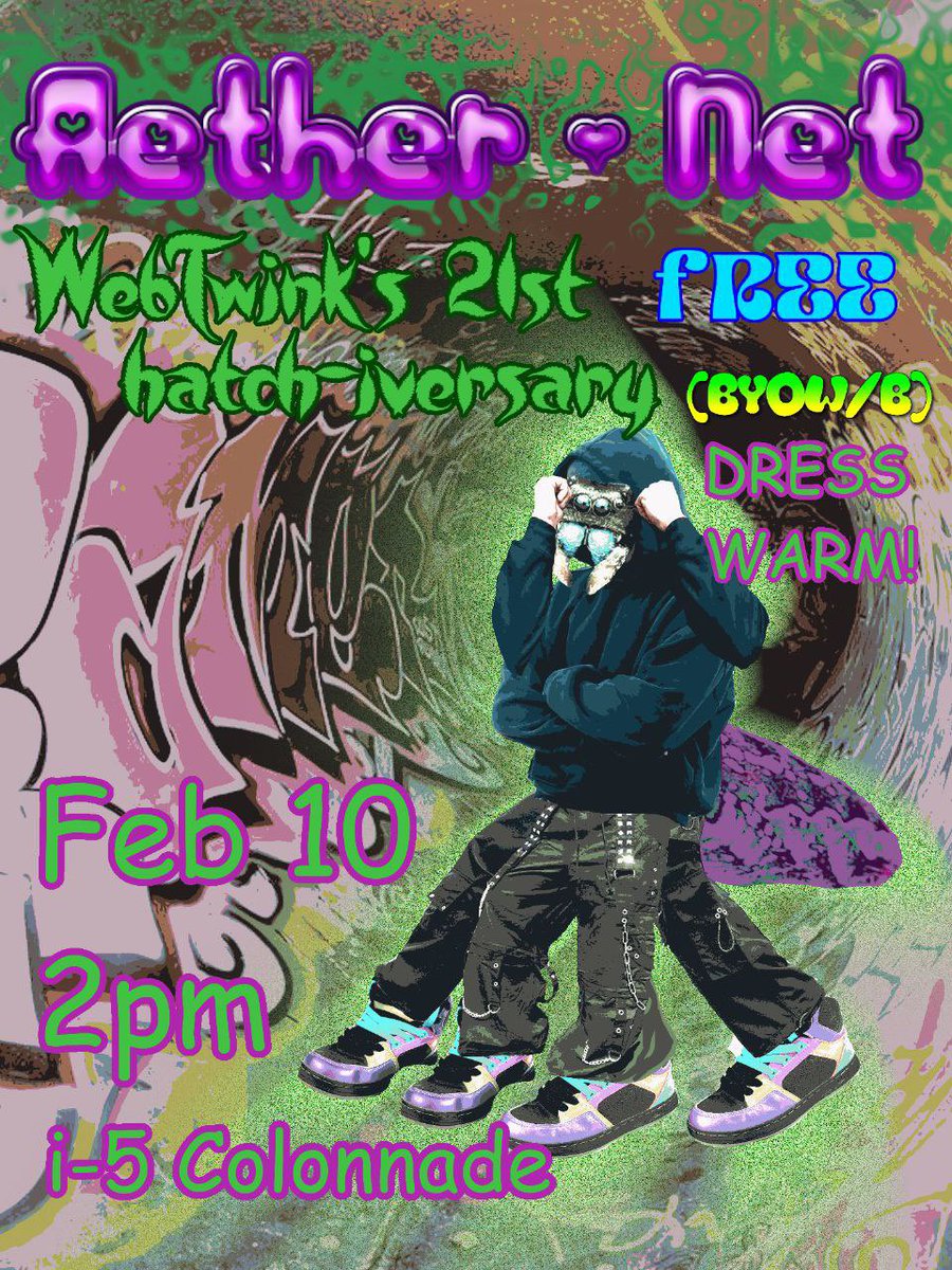 COMING UP ON FEBRUARY 10 AT 2PM, MARK YOUR CALENDARS FOR…
💜🕸️💚🕸️AETHER♡NET 🕸️💚🕸️💜
Come celebrate our very own <a href="/webtwink/">webtwink</a>’s 21st hatch-iversary!!!  More details and info coming soon!