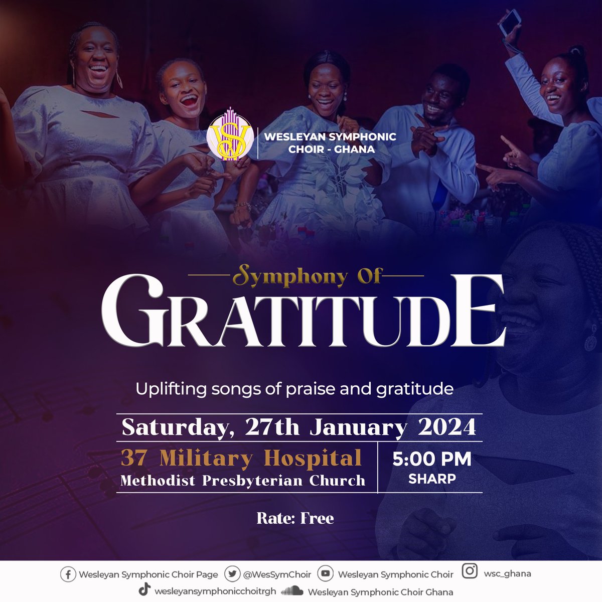 WesSymChoir_GH's tweet photo. A profound understanding and acknowledgement of the countless blessings and gifts.
Come let's celebrate God's Goodness and mercies
#SymphonyOfGratitude
#ThanksgivingConcert
#SOG
#WSC-GH
#January2024๐๐บ๐ฅ https://t.co/Qw4HA5ZlC9