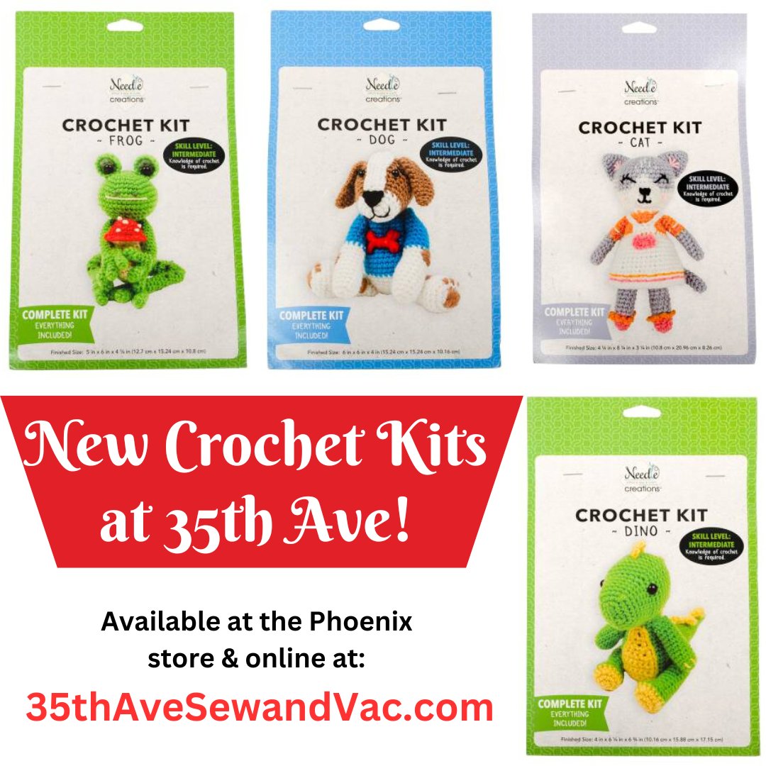 35thAvenueSew's tweet image. These cute little crochet critters just arrived at our Phoenix store!

You can also find them online at tinyurl.com/5n6h77h9

#crochetkit #crochet #crochetcritters #crochetcritter #amigurumi #amigurumilovers #crocheters #crochetlovers #crochetanimals #crochetanimal