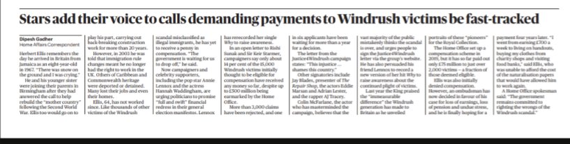 DipeshGadher's tweet photo. A double insult: just 14% of victims of the Windrush scandal eligible for compensation have received any money from the govt. Some, like Herbert Ellis, who lost his job, have waited over 4 years. Campaigners are now urging politicians to make amends. Go to @J4Windrush to sign up https://t.co/ThCHIEWQf0