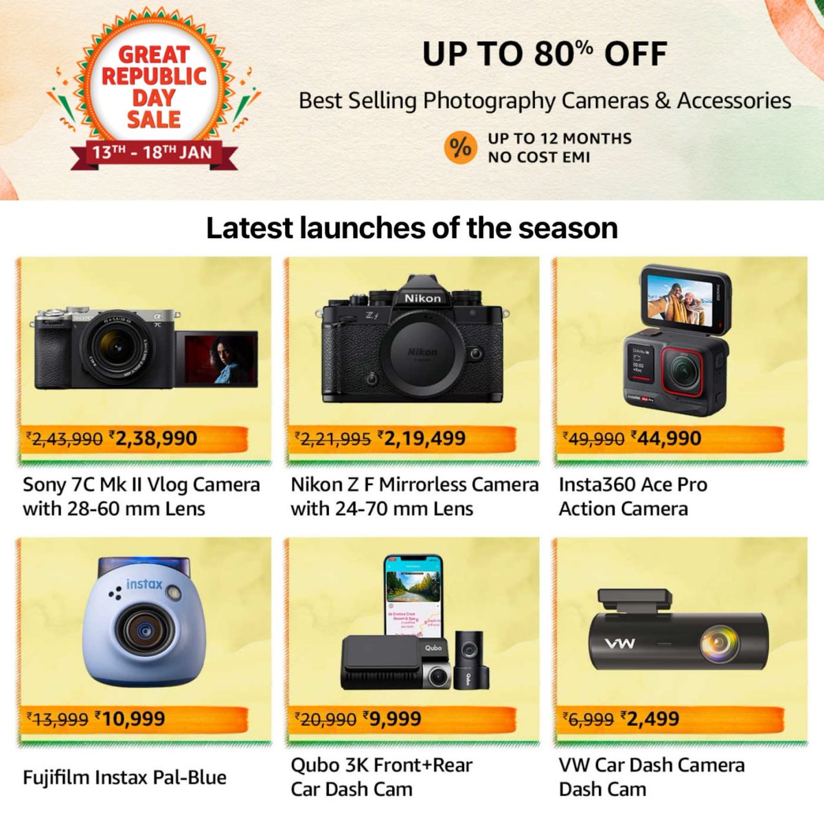 📷Cameras &amp; Accessories 
⚡️Up to 80% Off
-Up to 12 months no cost EMI
Shop Now :- amzn.to/3HjyKHL