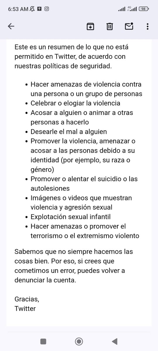 Por los ataques continuados a <a href="/porlagoma/">Mari Montes 🇻🇪🫓🥭✏️🐾 ⚾️🏳️‍🌈</a> desde la cuenta de Jesús Aguilera denunciamos a Twitter y esta fue la respuesta ¿Qué más tiene que hacer alguien para que sea considerado acoso digital? ¿Cómo alguien agrede impunemente por más de 5 años sin que nada pase? <a href="/TwitterLatAm/">Twitter Latin America</a>
