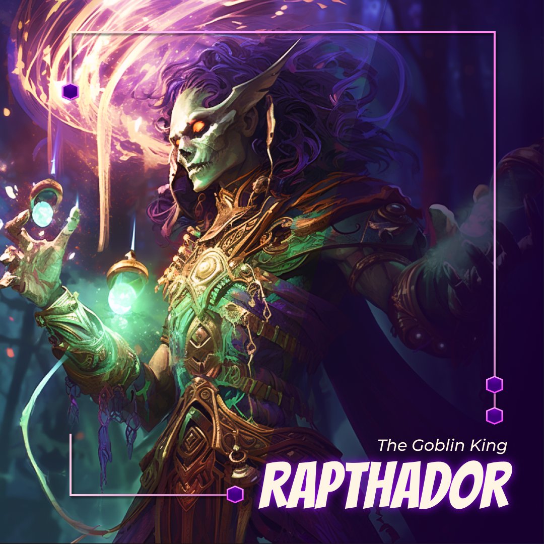 ChainCadeBSC's tweet photo. Born with powerful magic, Rapthador was crowned as the King at the age of 10 after he singlehandedly protected his lair from an attack by rogue knights of the galactic kingdom, when they were on a hunt for magic users. Under the guidance of the goblin elder Dinyana, he mastered dimensional politics and art of war.