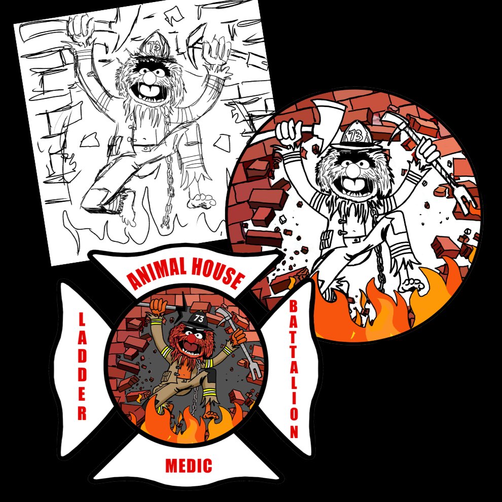 RadicalFD's tweet image. Thankful for the opportunity to create an iconic patch for the brothers at Port Orange Fire Rescue station 73, The Animal House! They sent me sketches and I worked with them to make this great station logo happen. Ask about custom work any time!