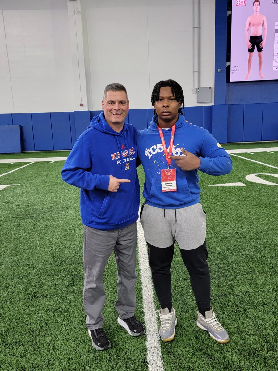 cambrooks2025's tweet image. Had a great time at University of Kansas Junior day @KUCoachZ @CoachPanagos @EDGYTIM @HFVikingFTBL