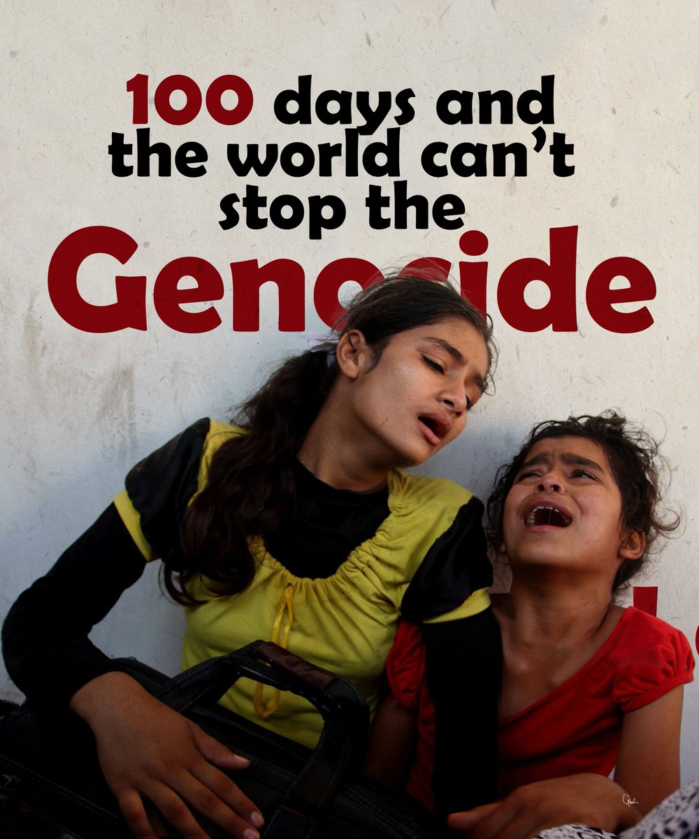 GhaliZayane's tweet photo. 100 days of pain  
100 days of fear  
100 days of death  
100 days of injustice  
100 days of hunger  
100 days of losses   
100 days of displacements   
100 days of constant bombardments    

100 days ..
  #غزه 
#GazaGenocide https://t.co/DOMbpokHmq