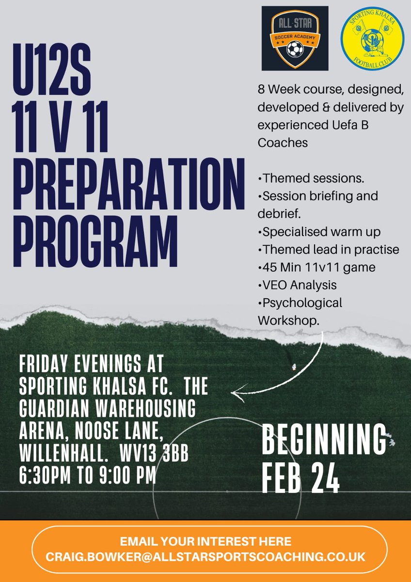 cbcoachacad's tweet photo. Are you moving from 9v9 to 11v11 and looking for development and support 

Why not join us on the 11v11 prep program @SportingKhalsa we gave 1 group almost completed and spaces in a range of positions in the second group.

https://t.co/3HQzHTdNGb https://t.co/gOMHXjIM5U