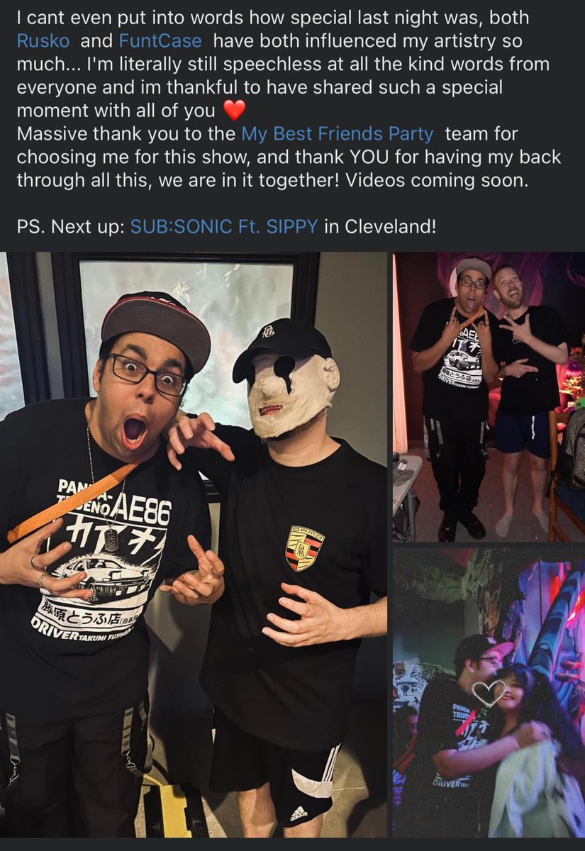 Still speechless from the experience I got to share with <a href="/ruskoofficial/">.</a> and <a href="/FuntCaseUK/">FuntCase | DPMO</a>... literally 2 of the kindest humans but also the both of them have had a tremendous effect on my artistry and influenced me into who i am today 💜