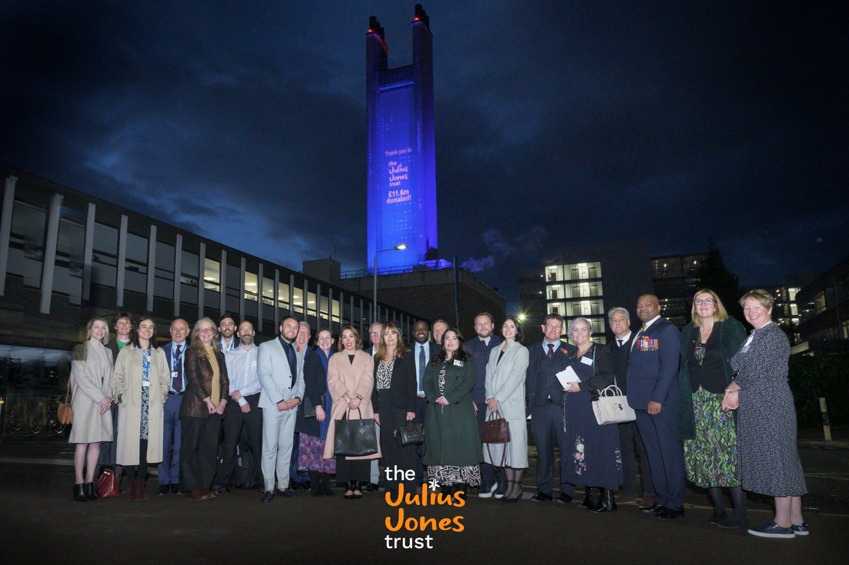 tjjtrust's tweet photo. TJJT was honored to have its name lit up on the famous chimney at Cambridge Hospital. Our pledge totaling £11.6 million is just the first step in a wider plan to raise £100 million for our beloved NHS.

To support The Julius Jones mission, you can do so through @winamazingprize https://t.co/HQjy9995Vj