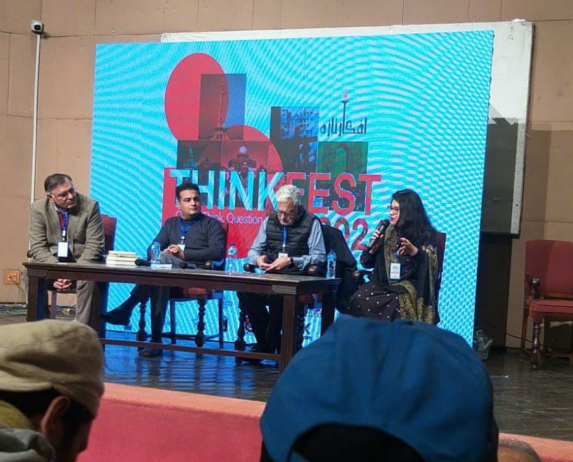 Our faculty members Dr Adnan Tariq and Ms Rajaa Saleem spoke at the Thinkfest along with Prof Tahir Kamran and Prof Yunas Samad. The panel was a launch of Prof Samad's book "Pakistani Qaumiyat aur Riyasat ka Nazaryati Bohran" and questioned why the 1950's were a pivotal moment