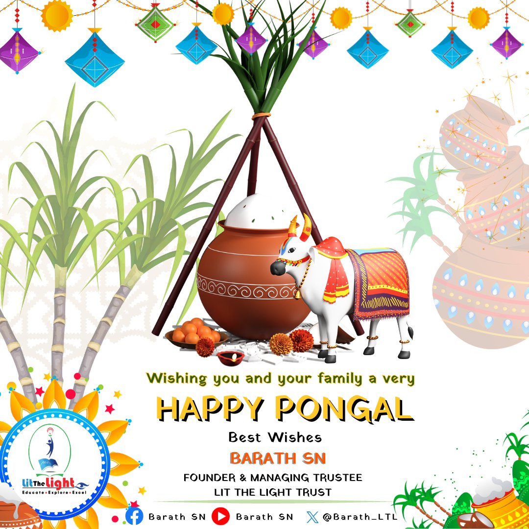 Barath_LTL's tweet photo. Wish you a Happy Pongal to everyone.

Best Wishes,
Barath SN

#HappyPongal 
#Pongal2024 
#PongalFestival 
#littheLight https://t.co/EkbyiIbHck