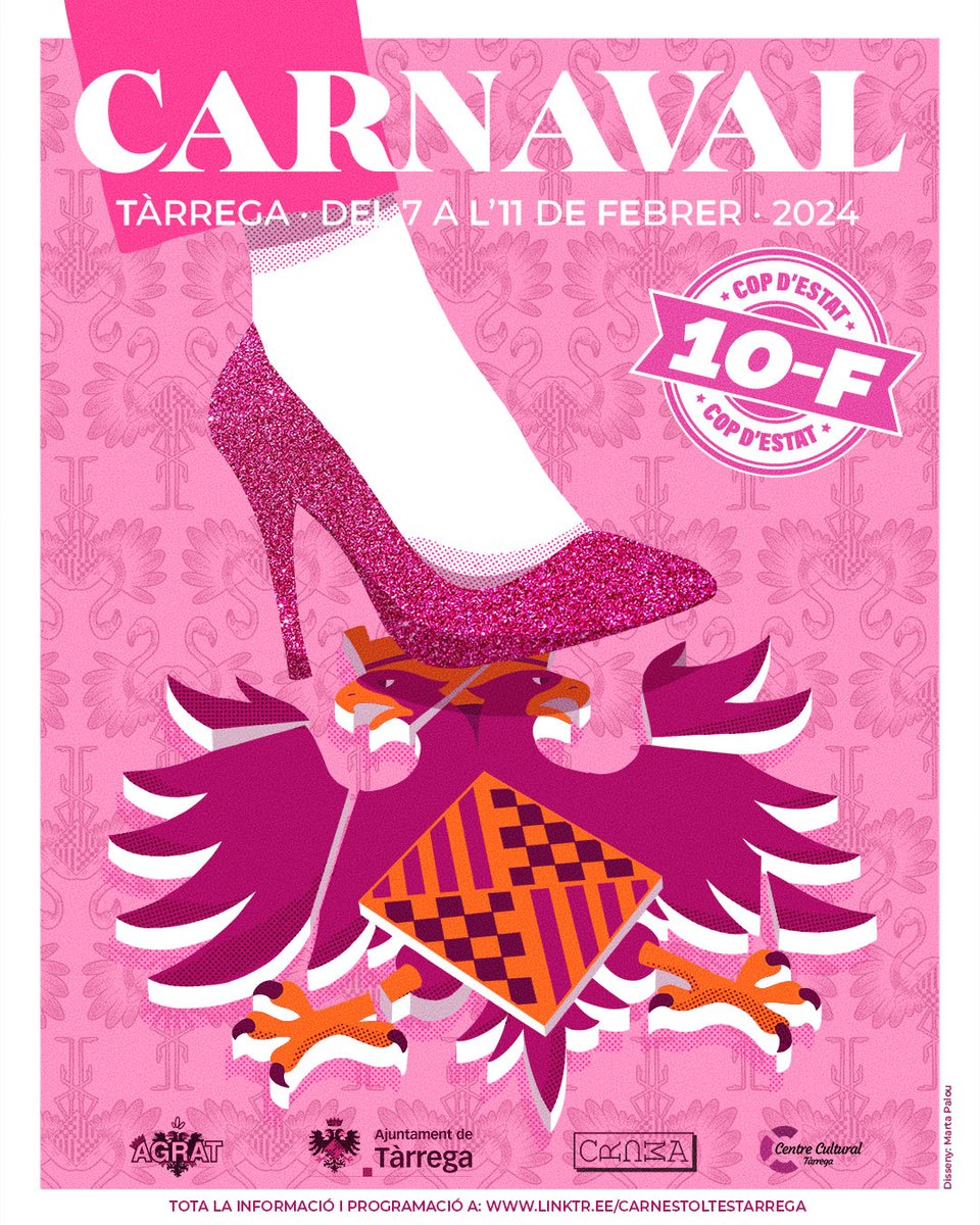 😎 Ho estàveu esperant!

🦩 CARNESTOLTES TÀRREGA 2024
📣 Del 7 a l'11 de febrer, una nova Tàrrega, rosa i lliure!

➡️ RUA COMPARSES: bit.ly/InscripcioRua2…
➡️ COMERÇTOLTES: bit.ly/Comerçtoltes24

🗓 21/01 ➡ Programació + Reserva del sopar

🌐 + Info ⤵
bit.ly/NDPcarnaval24