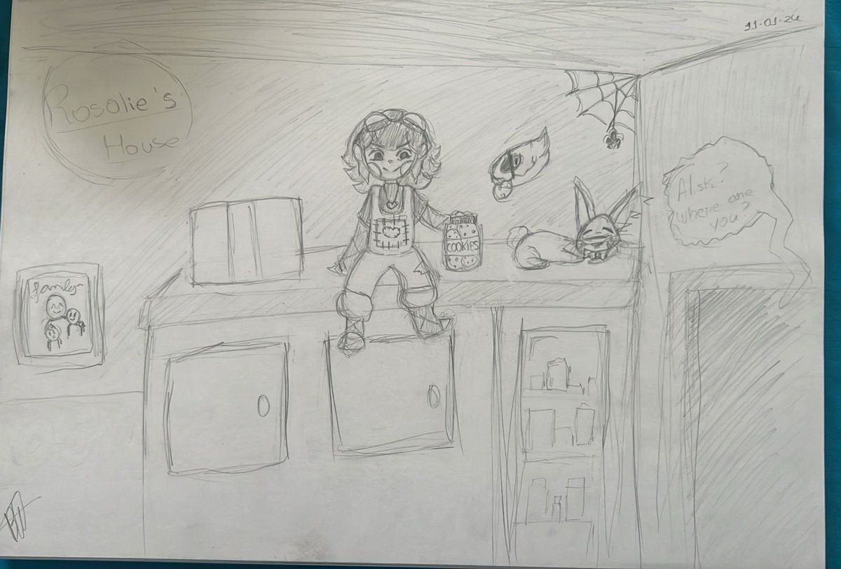 TheArtlas's tweet photo. ★ Alisk cookie stealer! All the characters in this drawing are mine, if you want to draw them, tag me! 😼
★ The house belongs to Rosalie, a character belongs @Rosy_Posy0101

#Fanart #drawing #draw #drawings #Alisk #undertaleAU好きさんと繋がりたい #undertaleAU #myartwork #myart https://t.co/9mno58GcqF