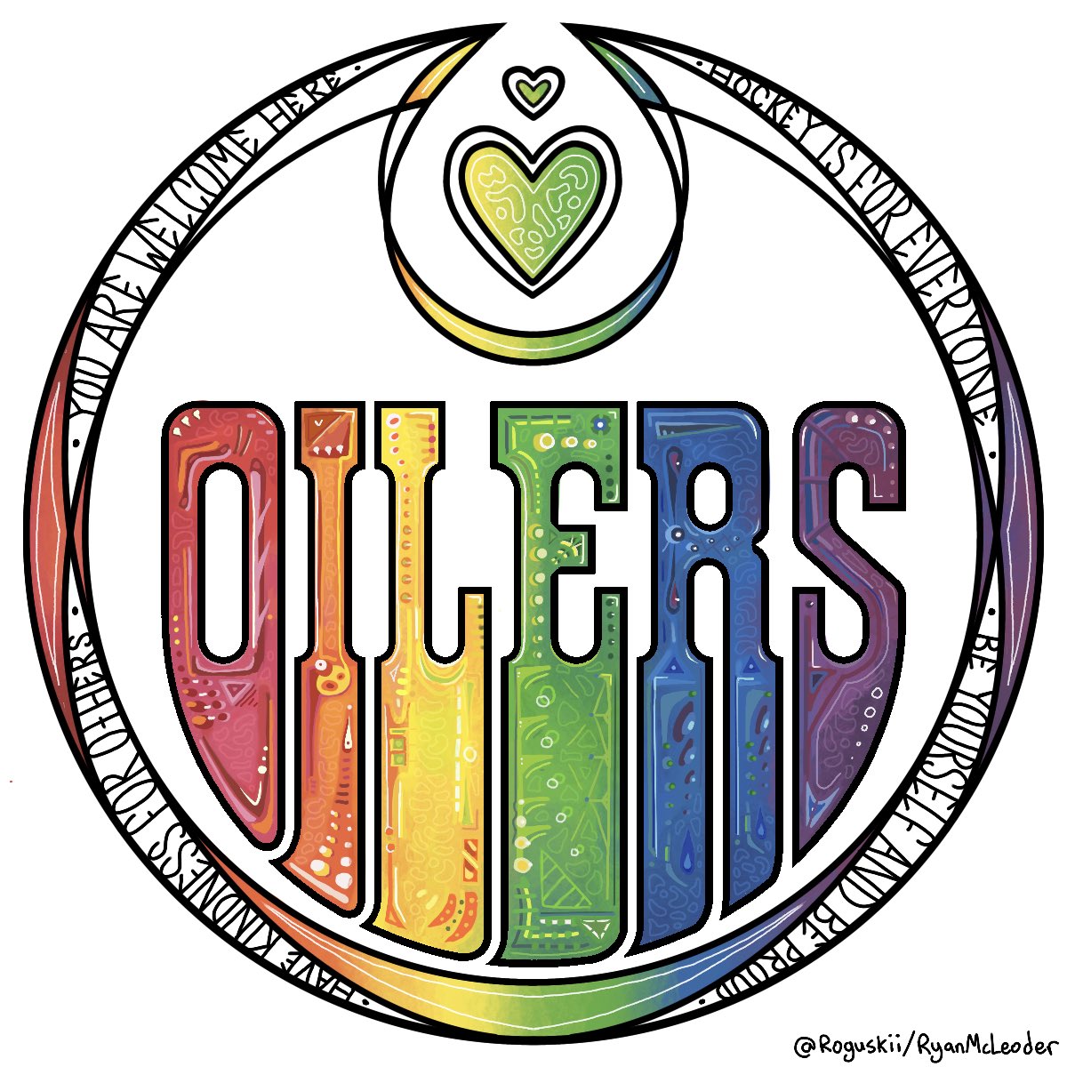 Roguskii's tweet photo. 4 days until oilers pride night 😋 

i wish we had pride jerseys but we do not 🙁💔 so here's a logo design i made 🫶🏽 i spent a while on it so i hope at least a few people like it !!!! YIPPEE https://t.co/fpyNGg5zG2