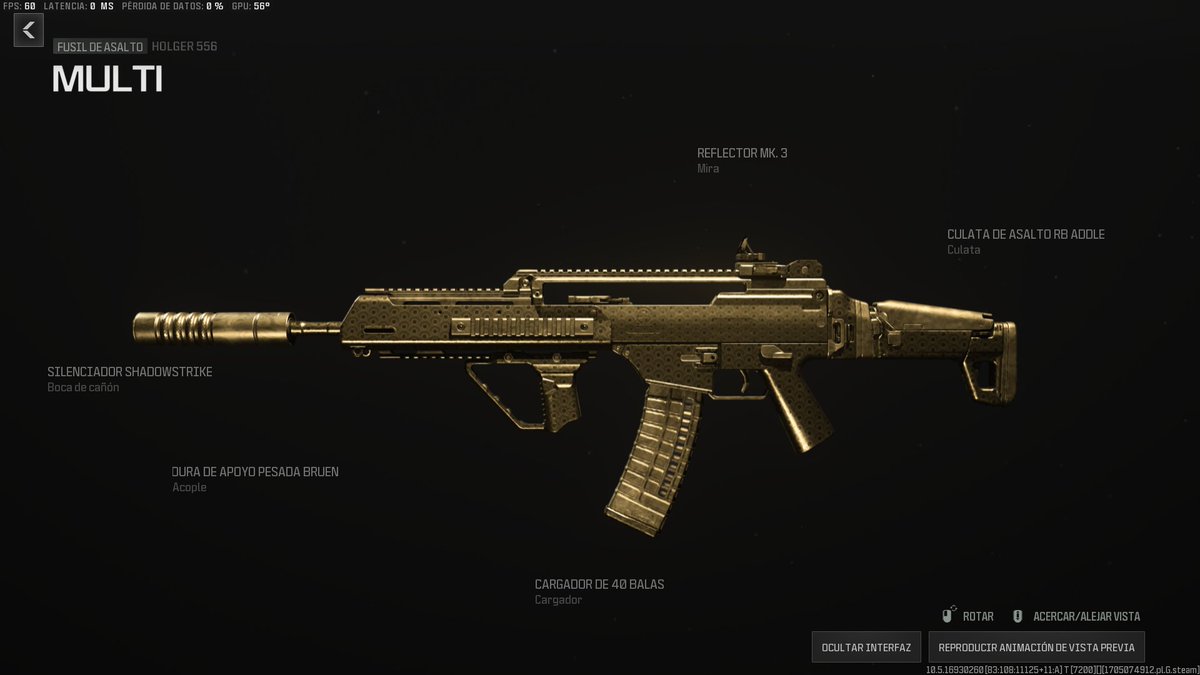 frankingpancho's tweet photo. Ya tengo todas las armas al maximo y he comenzado mi #roadtointerstellar, en este hilo llevare el registro de mi progreso de cada arma con su camuflaje y maestria correspondiente. Comenzando por la HOLDER 556 #MW3 https://t.co/bApsne7W2N