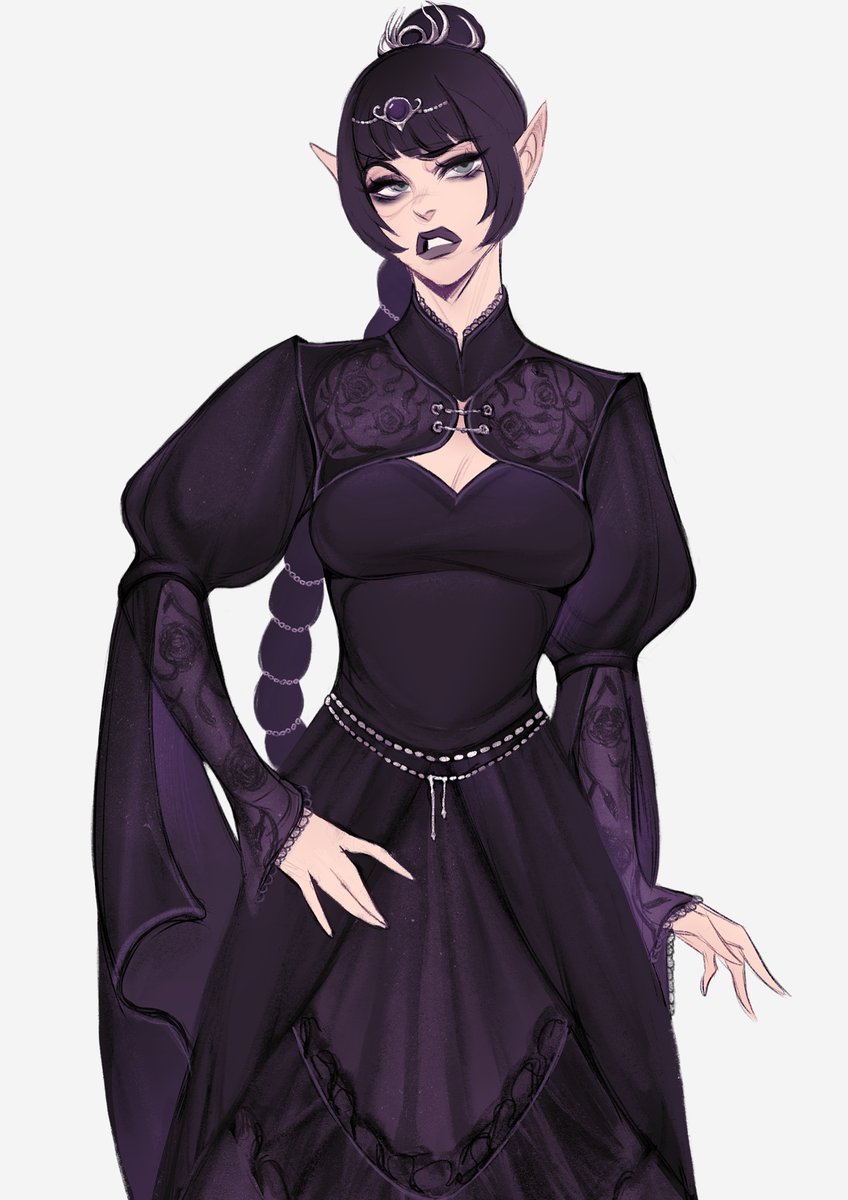 in a classic goth dress 
#BaldursGate3