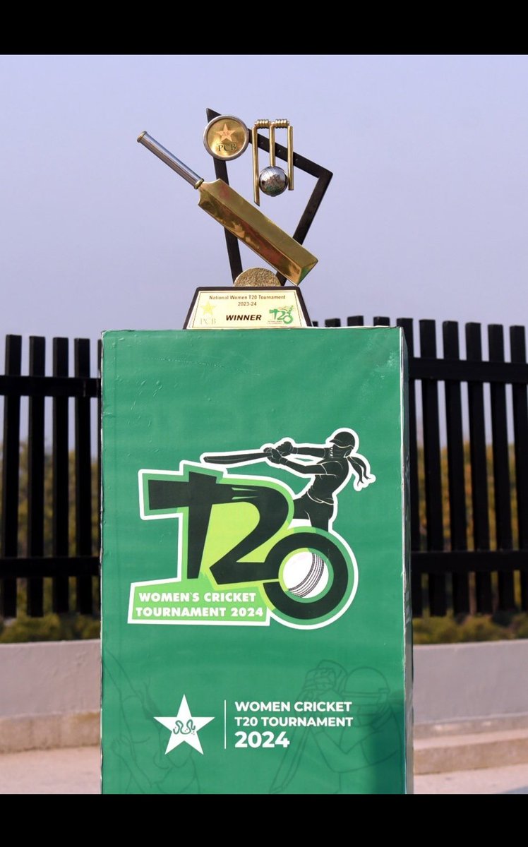 The trophy for the six-team National Women's T20 Tournament has been unveiled!. The tournament will start tomorrow.

All matches at the Shoaib Akhtar Stadium will be live-streamed on PCB’s YouTube channel.
#PakistanCricket #NationalT20 #NationalWomenT20 #DomesticCricket #Cricket