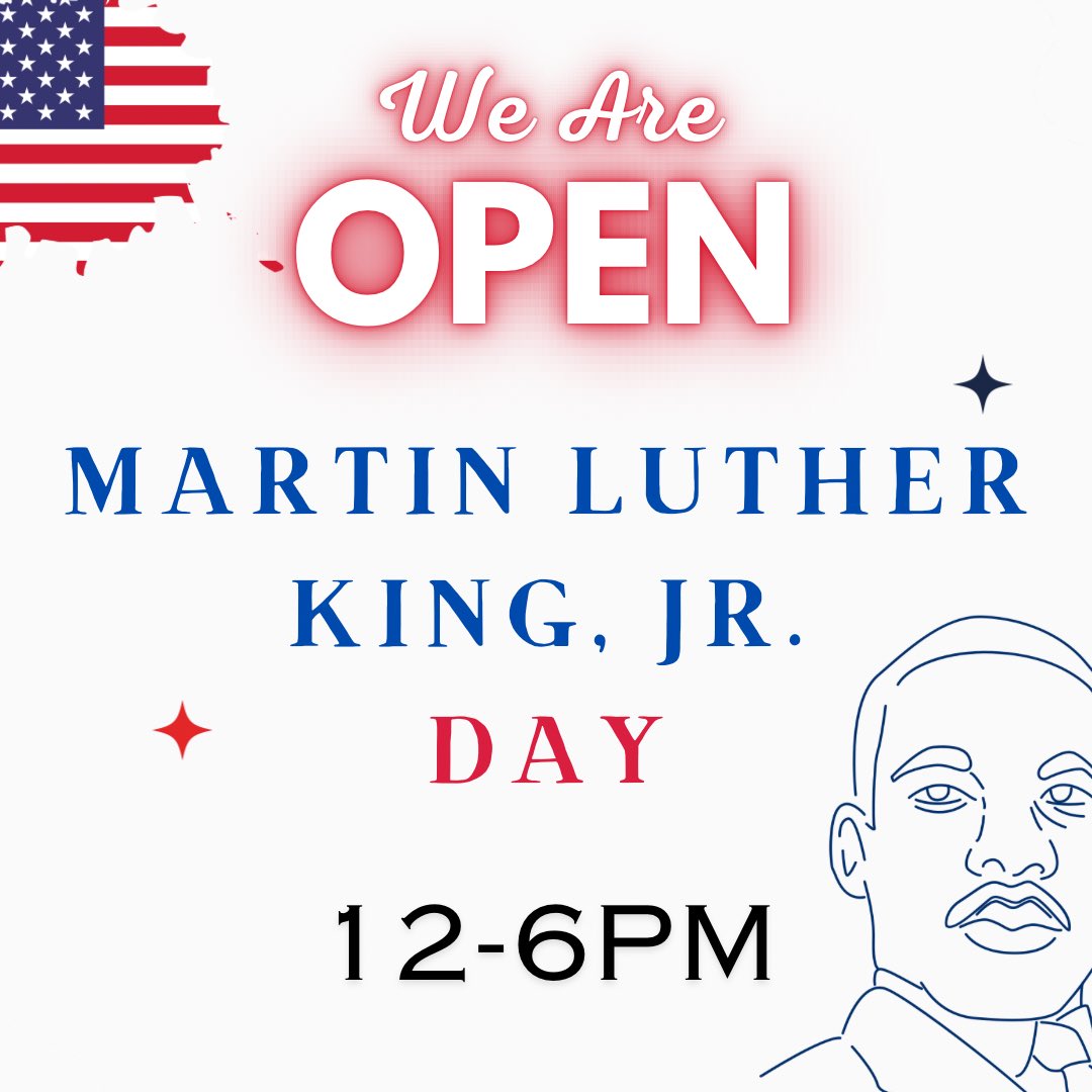 We’re open tomorrow (Mon, 1/15) from 12-6 for MLK Day!