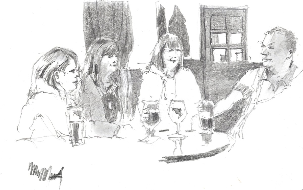 Chainsaw_McGinn's tweet photo. Sunday afternoon session in The Flass. #DH7 #CoDurham #supportyourlocal #pubdrawing #pencildrawing #sketchbook #beeroclock https://t.co/O5tuWHYEoH