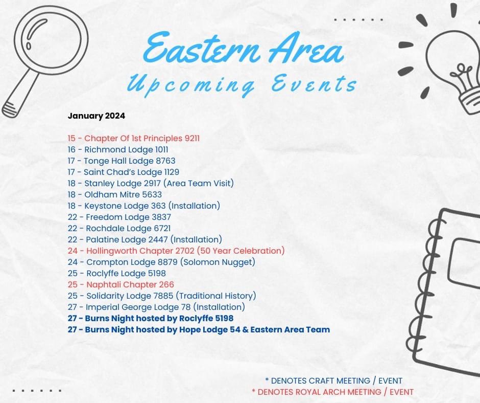 RochdaleMasons's tweet photo. Dates for your diaries for the next fortnight. Don't forget, you can view and subscribe to all our area events at https://t.co/UbfjsYNRXX 
#Freemasons
#theSquareMagazine
#UGLE_GrangdLodge
#TogetherEastLancs
#Freemasonry
#el2026
@Freemasonry2day
@WorvellMichelle https://t.co/We1gnaMaBM
