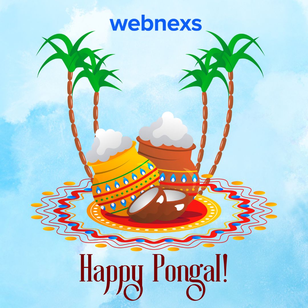 🌾✨ #Webnexs wishing you a joyous and prosperous Pongal! 🌞🌽 May this harvest festival fill your home with warmth, happiness, and abundant blessings.#PongalCelebration #HarvestJoy #FestivalOfAbundance 🌼🌾