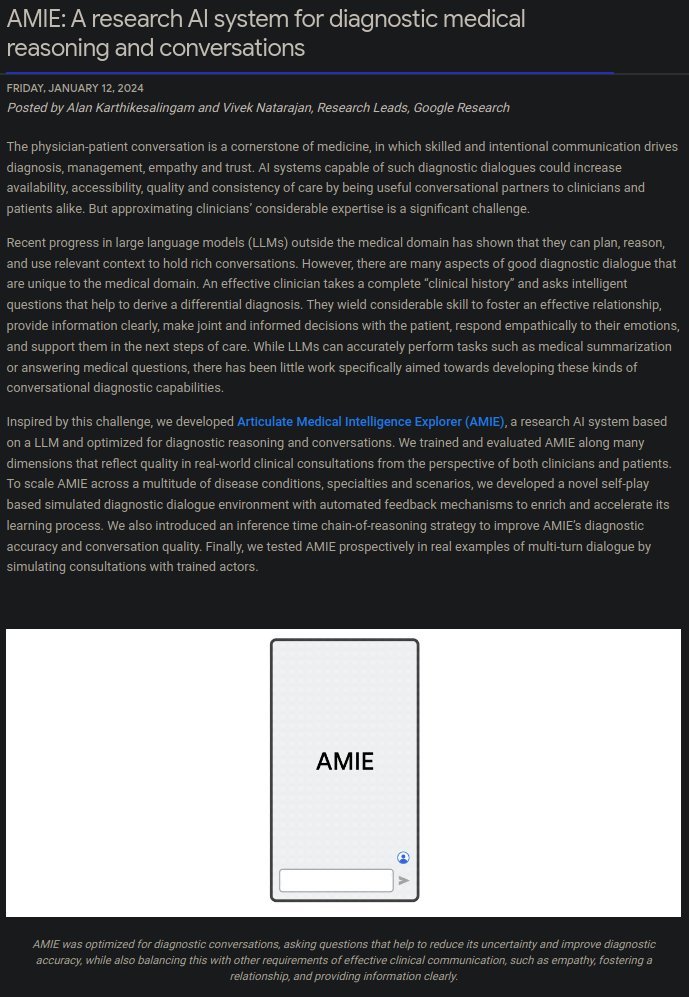 Google research really just casually drop a paper suggesting that 'real' diagnosis from a human doctor is more likely to kill than using just strictly AI (a) Not using AI at all is costing lives, and (b), using a human *at all* is costing lives